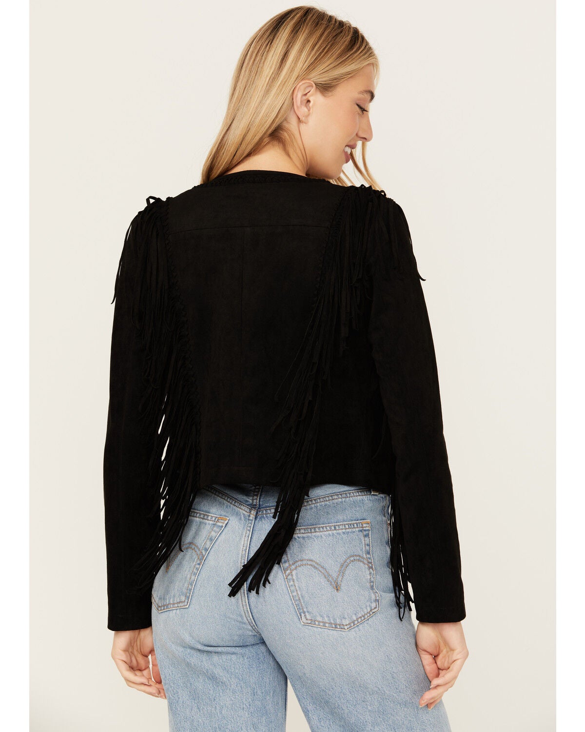 Image #4 - Shyanne Women's Faux Suede Fringe Jacket, Black, hi-res