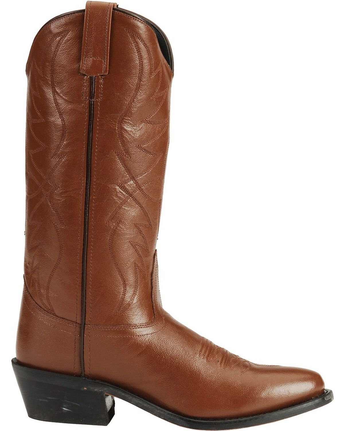 Image #2 - Old West Men's Smooth Leather Western Boots - Round Toe, Tan, hi-res