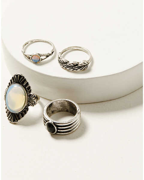 Shyanne Women's Moonstone Ring Set - 4 Piece , Silver, hi-res