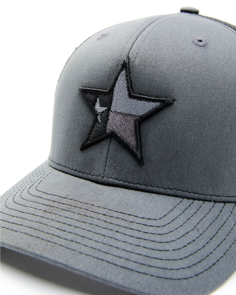 Oil Field Hats Men's Charcoal Texas Star Patch Mesh Ball Cap , Grey, hi-res