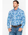 Image #1 - Rock & Roll Denim Men's Striped Southwestern Print Long Sleeve Pearl Snap Western Shirt, Light Blue, hi-res