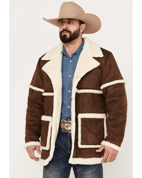 Wrangler Men's Sherpa Cowboy Jacket, Tan, hi-res
