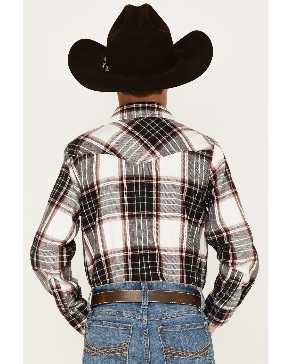 Image #4 - Cody James Boys' Plaid Print Long Sleeve Button-Down Flannel Shirt, Cream, hi-res