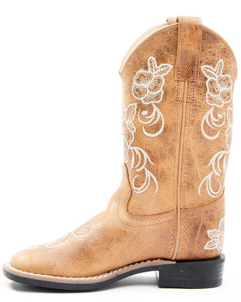 Image #3 - Shyanne Girls' Little Lasy Floral Embroidered Western Boots - Broad Square Toe, Tan, hi-res