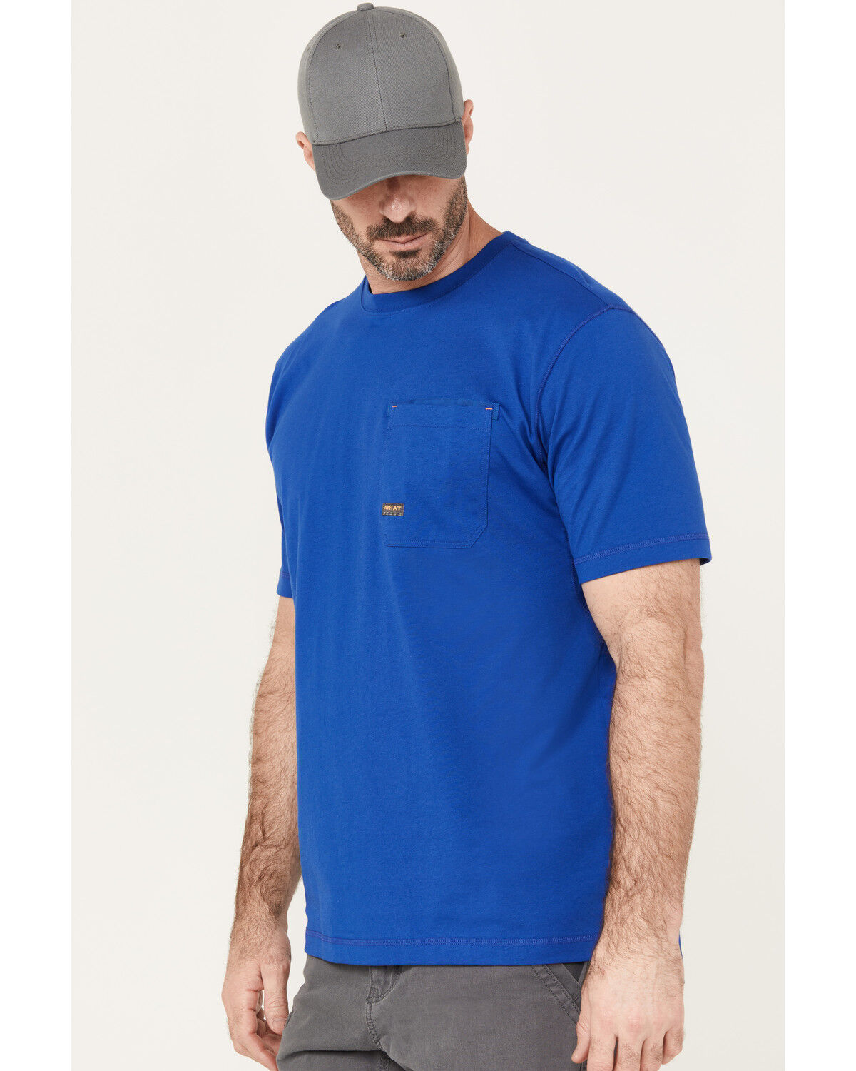 Image #2 - Ariat Men's Rebar Workman Born For This Short Sleeve T-Shirt, Royal Blue, hi-res