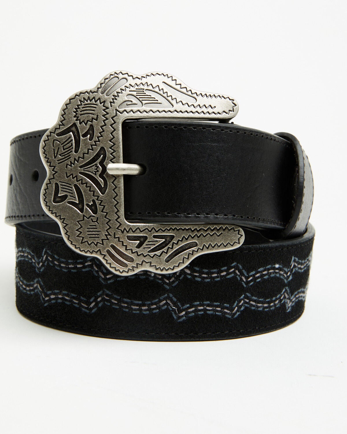 Idyllwind Women's Boot Stitch Roughout Suede Belt, Black, hi-res