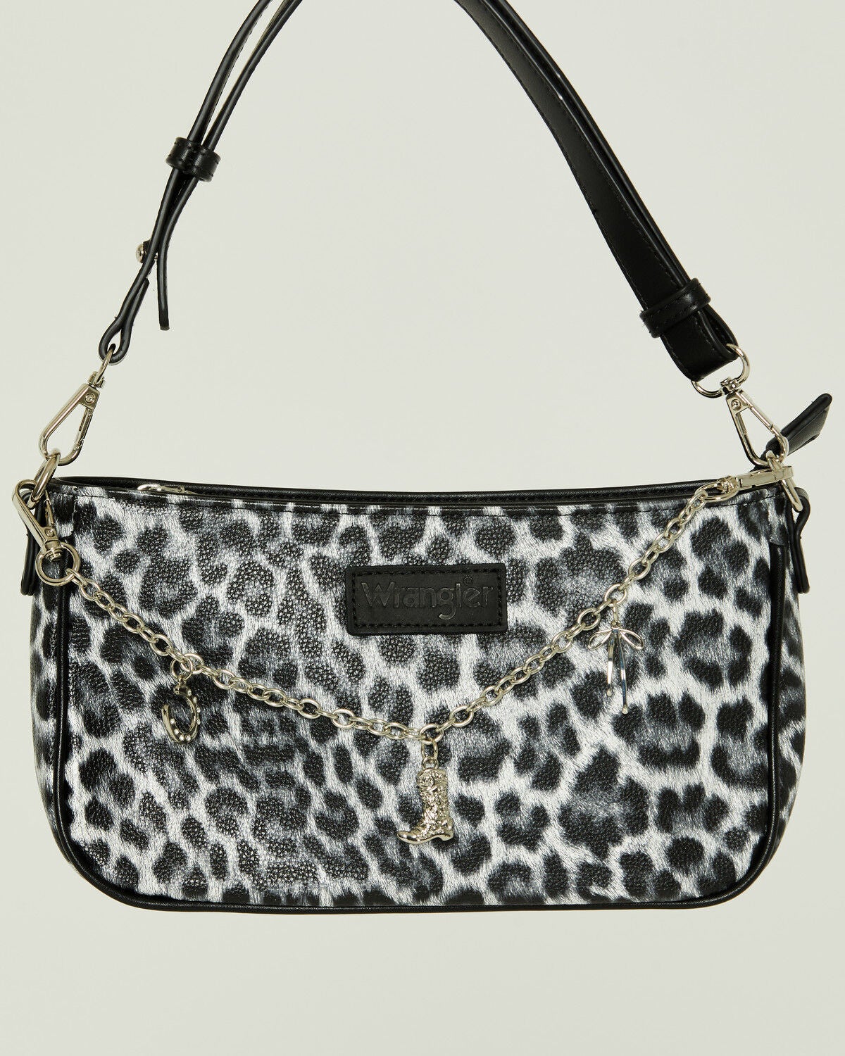 Image #2 - Wrangler Women's Boot Barn Exclusive Leopard Print Shoulder Bag with Chain, Black, hi-res