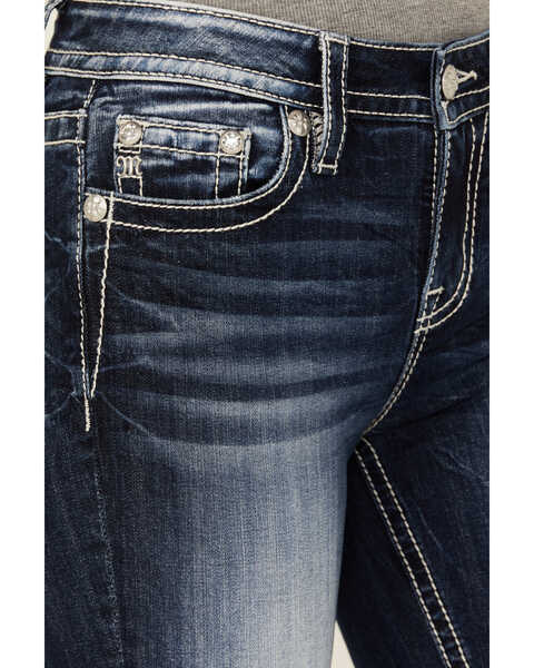 Image #4 - Miss Me Women's Dark Wash Mid Rise Bootcut Stretch Denim Jeans , Dark Wash, hi-res