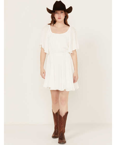 Image #1 - Wrangler Retro Women's Swiss Dot Short Sleeve Mini Dress, White, hi-res