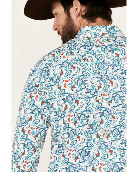 Image #5 - Cody James Men's City Lights Paisley Print Long Sleeve Snap Western Shirt , Ivory, hi-res