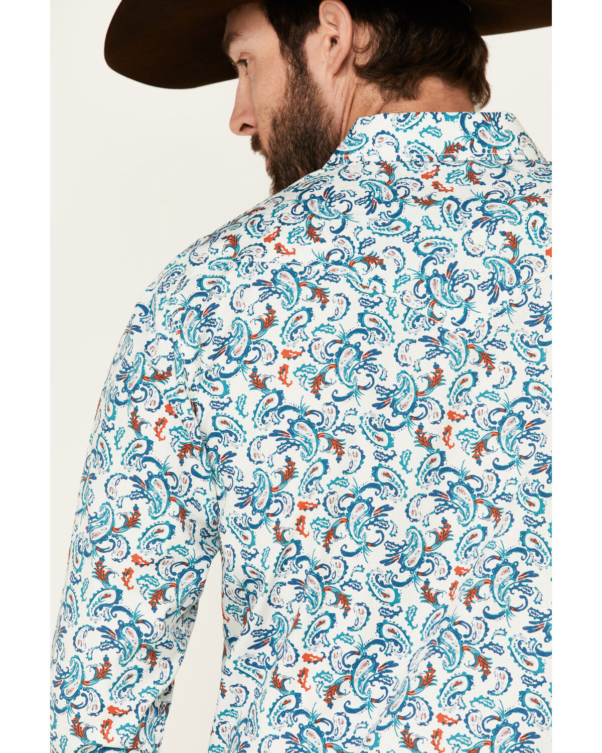 Image #5 - Cody James Men's City Lights Paisley Print Long Sleeve Snap Western Shirt, Ivory, hi-res