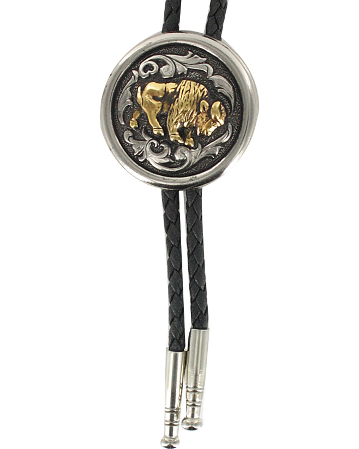 Image #2 - Cody James Men's Bison Bolo Tie, Silver, hi-res