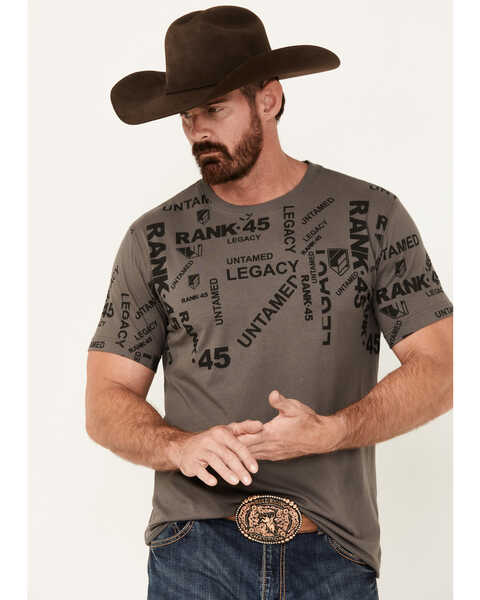 RANK 45® Men's Ranpen Short Sleeve Graphic T-Shirt, Charcoal, hi-res