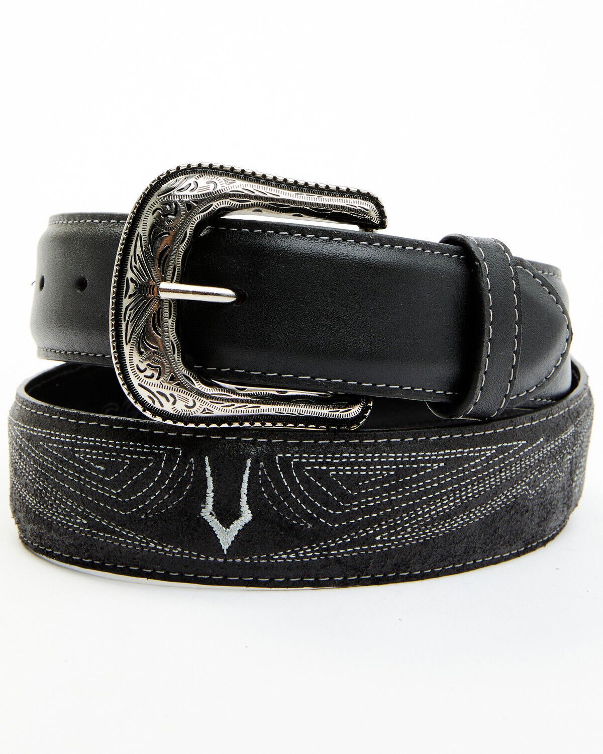 Cody James Men's Western Embroidered Belt, Black, hi-res