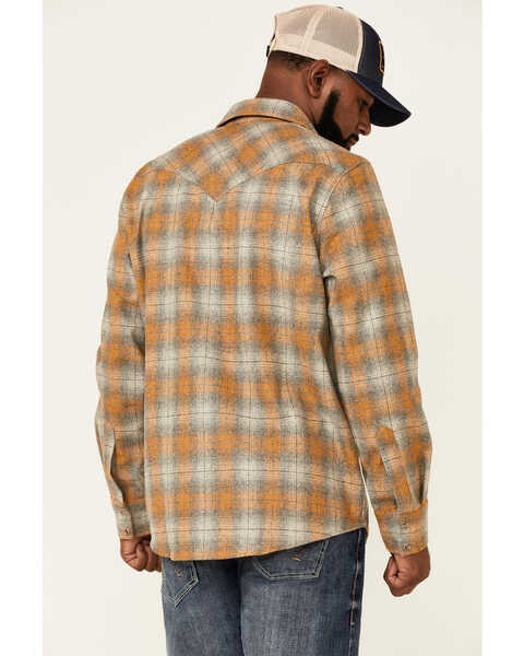 Pendleton Men's Grey & Yellow Canyon Large Plaid Long Sleeve Snap Western Flannel Shirt , Grey, hi-res