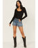 Image #1 - Shyanne Women's Evelyn Medium Wash Americana Pocket Comfort Stretch Denim Shorts, Medium Wash, hi-res