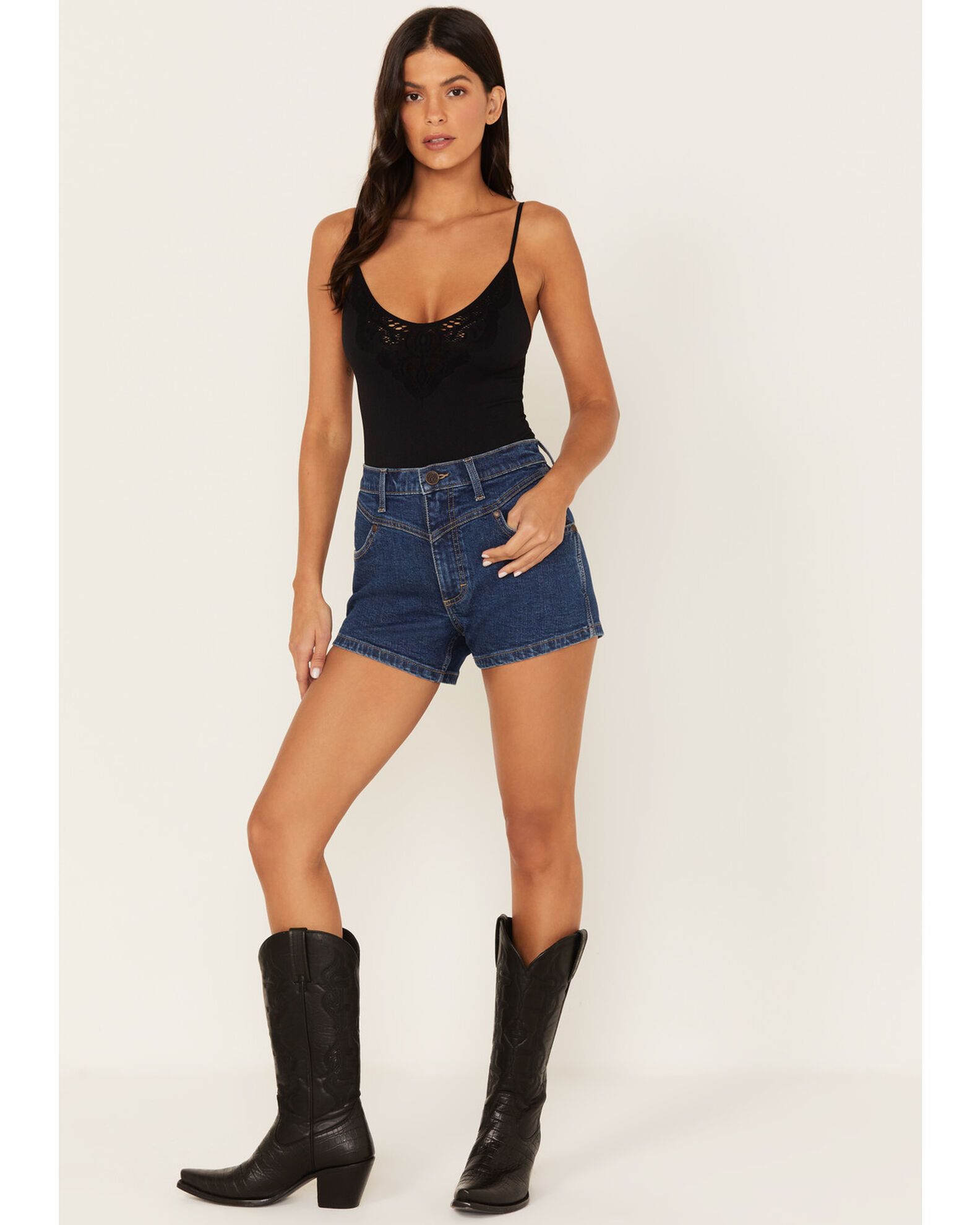 Wrangler black shop denim shorts