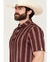 Image #2 - Ferrell Men's Hays Striped Print Short Sleeve Snap Stretch Polo Shirt, Maroon, hi-res