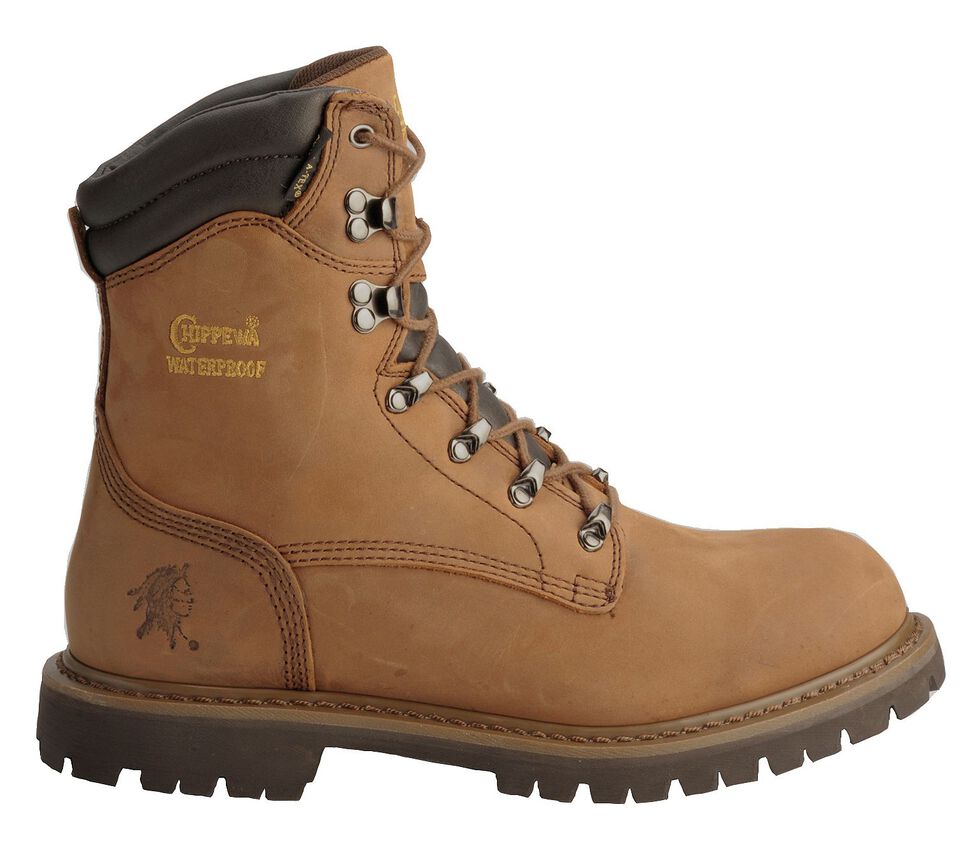 Chippewa Heavy Duty Waterproof & Insulated Aged Bark 8" Work Boots - Steel Toe, Bark, hi-res