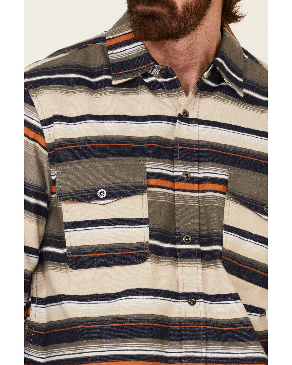 Image #3 - North River Men's Oatmeal Lake Striped Long Sleeve Western Flannel Shirt, Oatmeal, hi-res