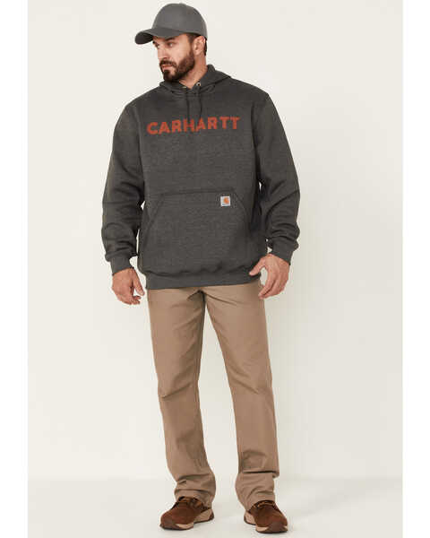 Image #2 - Carhartt Men's Loose Fit Midweight Logo Hooded Work Sweatshirt , Charcoal, hi-res