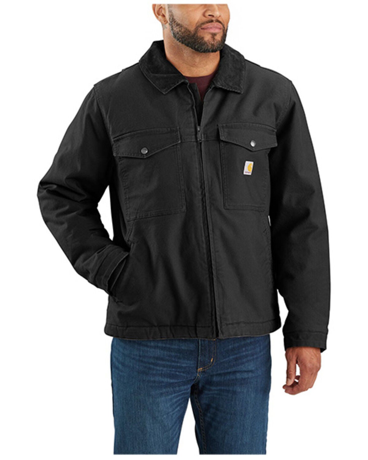 Carhartt Men's Montana Rugged Flex&reg; Relaxed Fit Duck Insulated Work Jacket, Black, hi-res