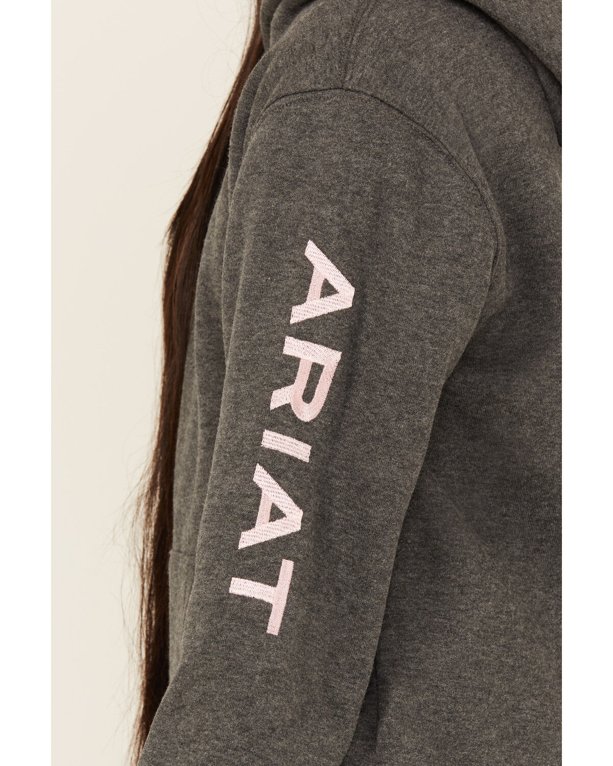 Image #3 - Ariat Girls' Boot Barn Exclusive Logo Hoodie, Charcoal, hi-res