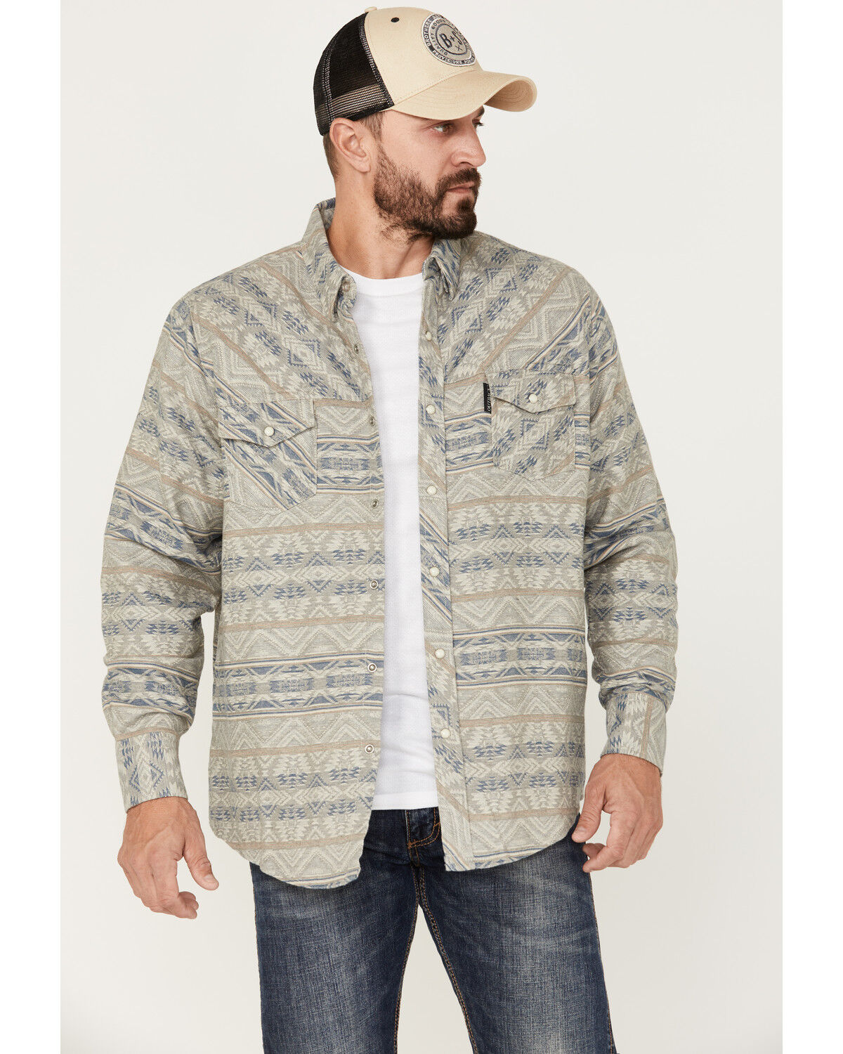 Image #1 - Outback Trading Co Men's Lucas Long Sleeve Performance Shirt, Grey, hi-res