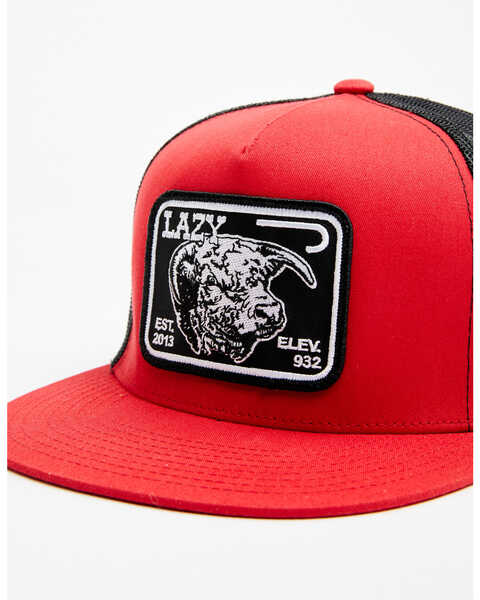 Image #2 - Lazy J Ranch Men's Elevation Recreation Patch Mesh-Back Ball Cap, Red, hi-res