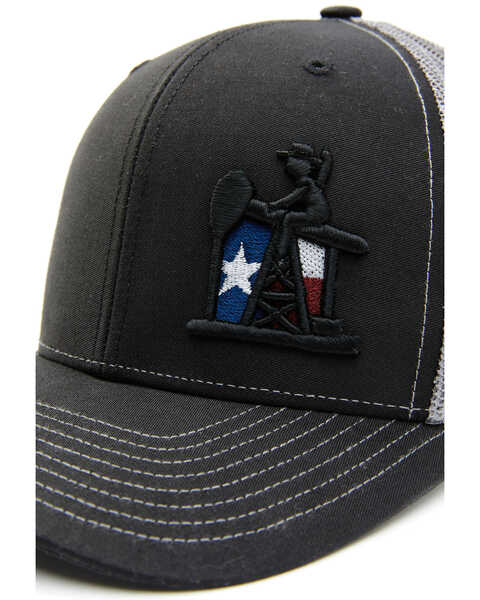 Oil Field Hats Black & Grey Texas PJ Cowboy Embroidered Mesh-Back Ball Cap , Black, hi-res