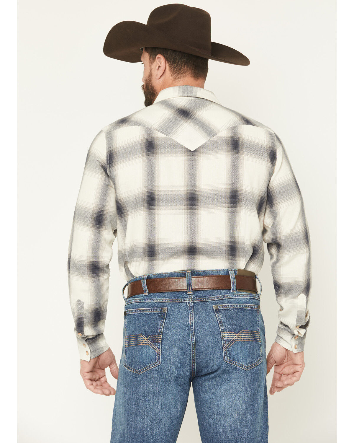 Image #4 - Cody James Men's Ruddiman Plaid Print Long Sleeve Snap Western Shirt - Tall, Cream, hi-res