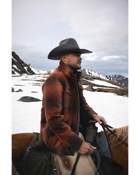 Powder River Outfitters by Panhandle Men's Plaid Print Snap Wool Jacket, Rust Copper, hi-res
