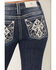Image #2 - Miss Me Women's Dark Wash Mid Rise Faux Flap Pocket Bootcut Stretch Denim Jeans, Dark Wash, hi-res