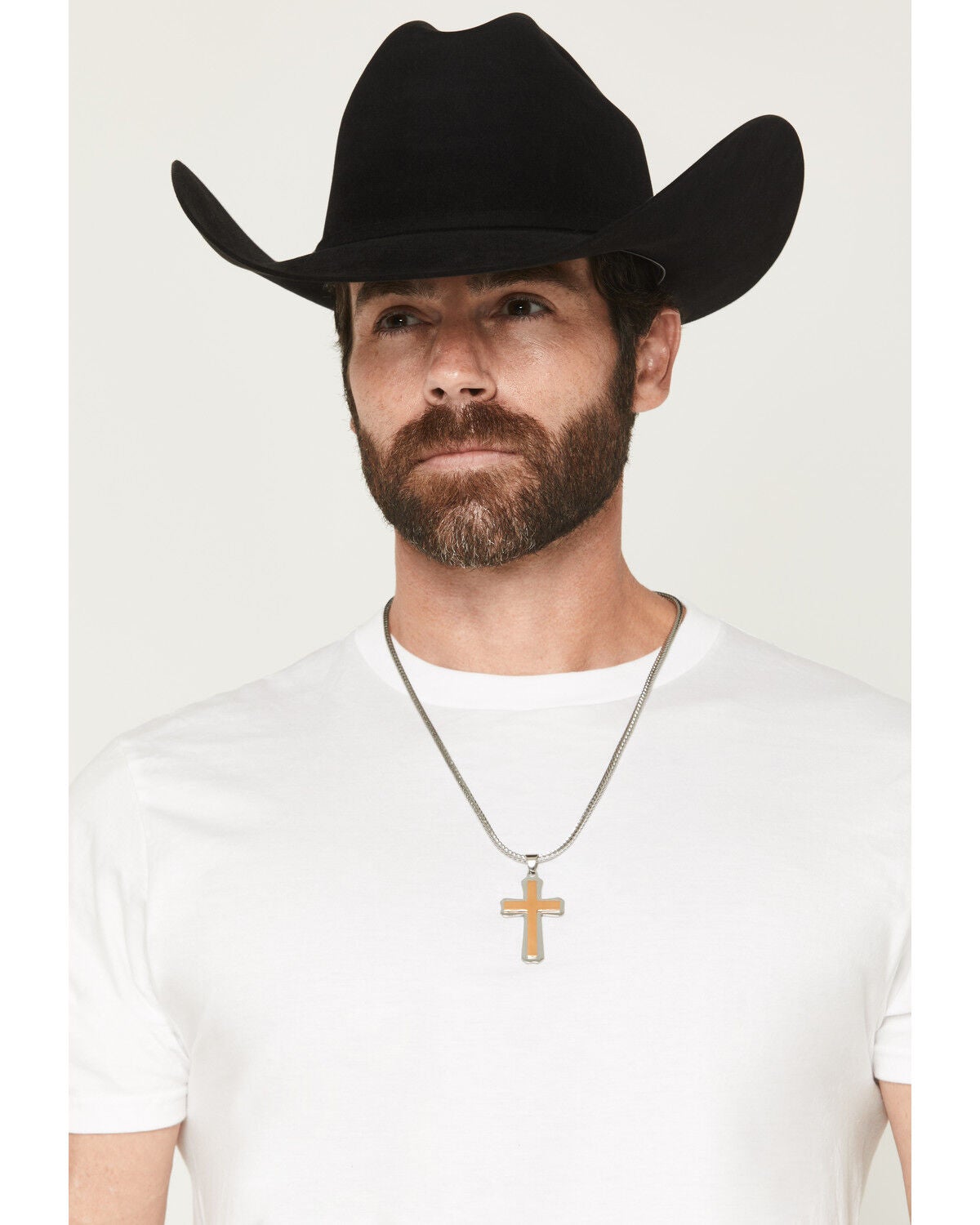 Cody James Men's Two-Toned Cross Necklace, Gold, hi-res