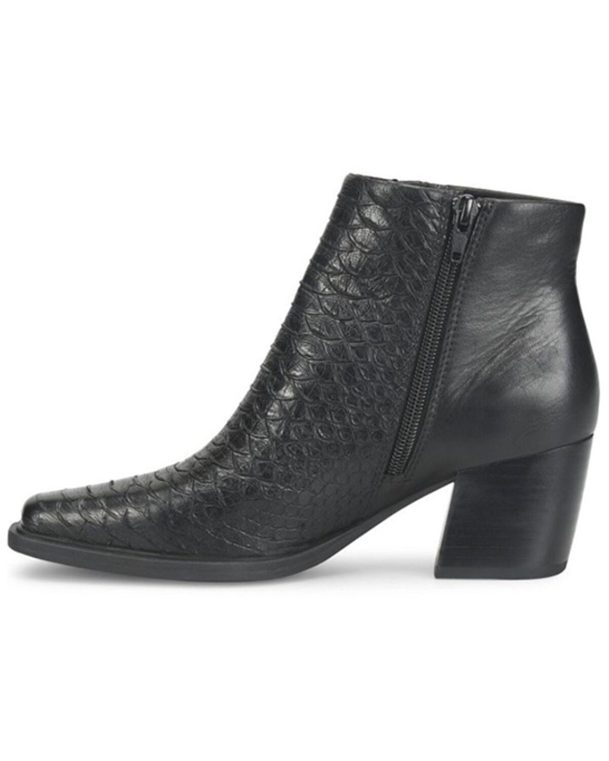 Image #4 - Born Women's Aiken Snakeskin Print Booties - Snip Toe, Black, hi-res