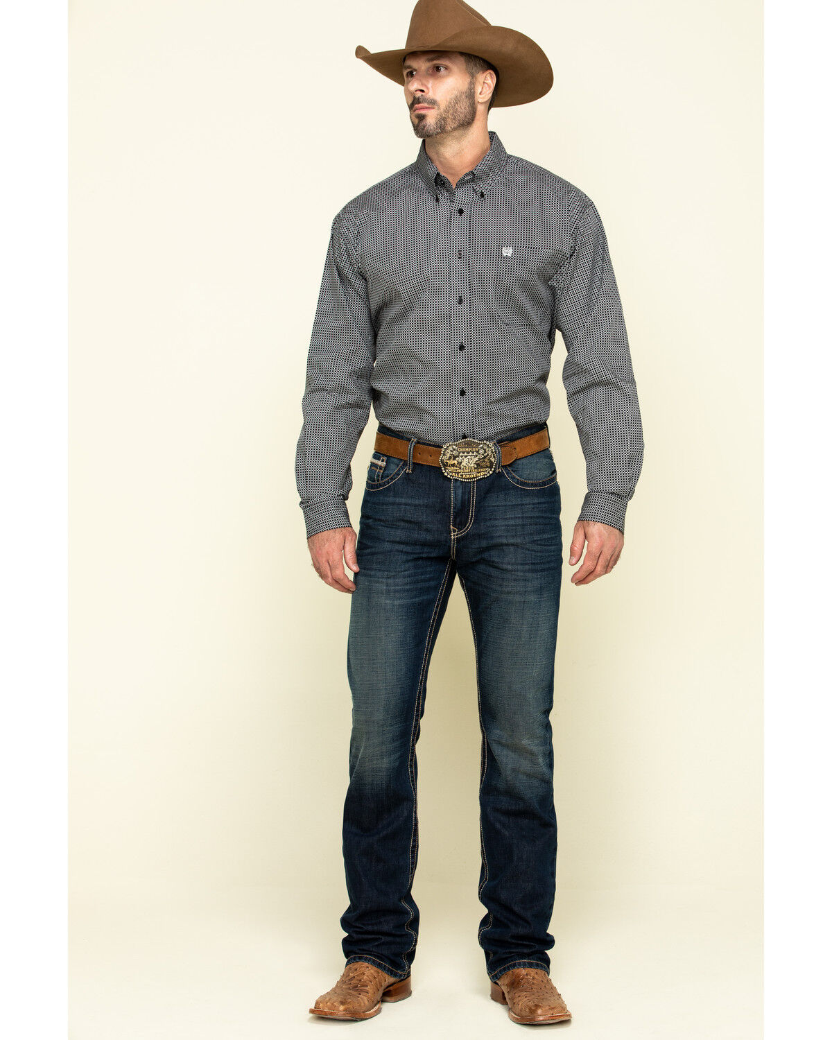 Image #6 - Cinch Men's Ian Dark Wash Slim Bootcut Rigid Denim Jeans, Indigo, hi-res