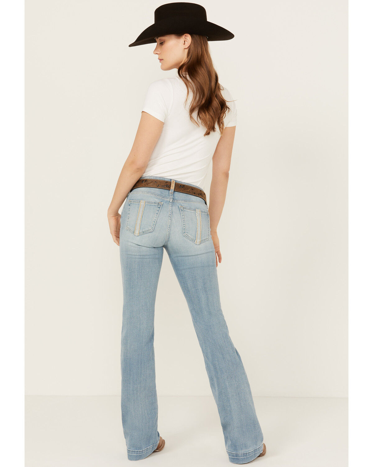 Image #1 - Ariat Women's Nia Light Wash Perfect Rise Slim Trouser Stretch Denim Jeans, Light Wash, hi-res