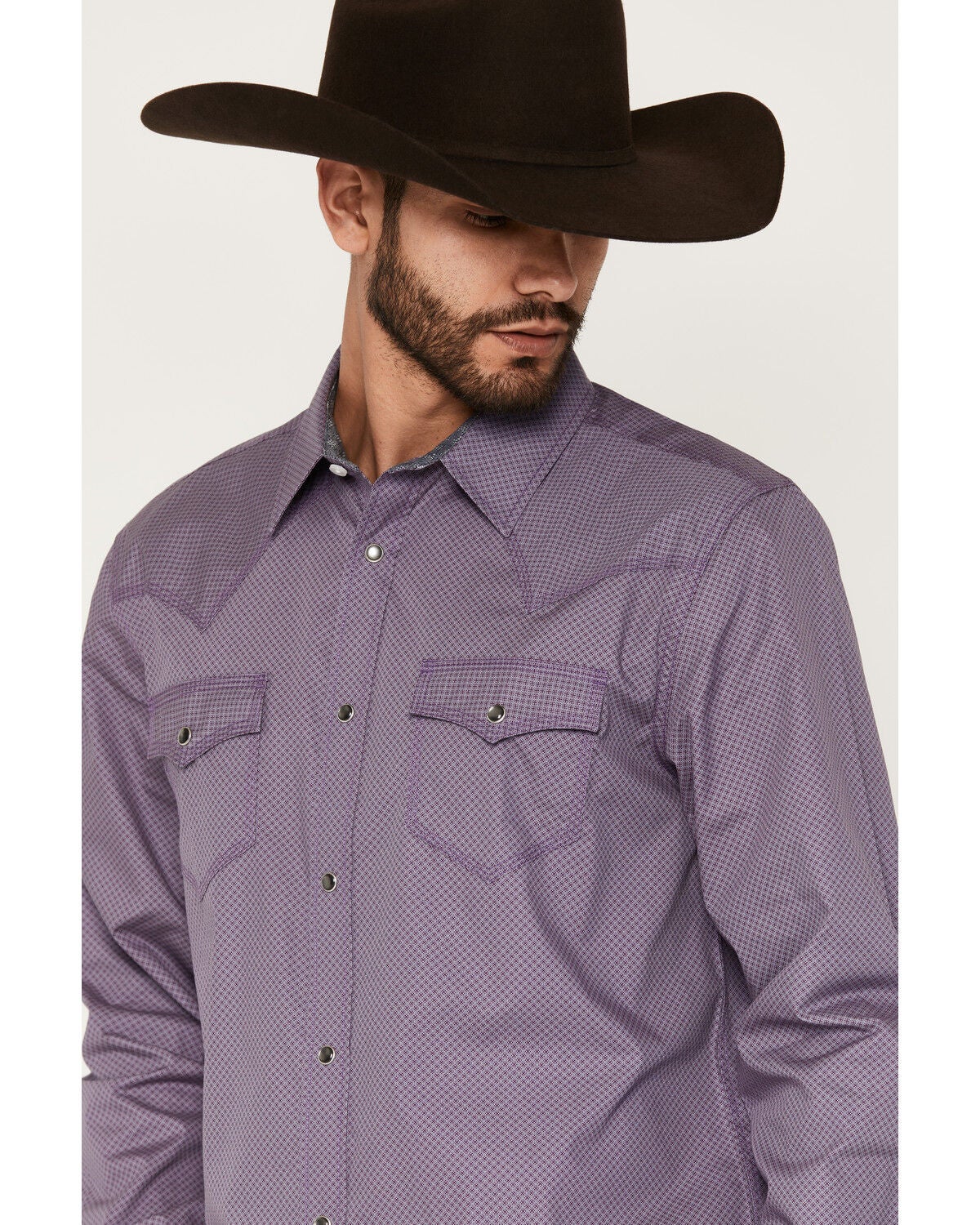 Image #2 - Moonshine Spirit&reg; Men's Plum Terrain Geo Print Long Sleeve Snap Western Shirt, Purple, hi-res