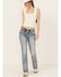 Image #3 - Miss Me Women's Medium Wash Mid Rise 34" Bootcut Stretch Denim Jeans, Medium Wash, hi-res