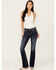 Image #3 - Miss Me Women's Dark Wash Wing Pocket Bootcut Stretch Denim Jeans, Dark Wash, hi-res