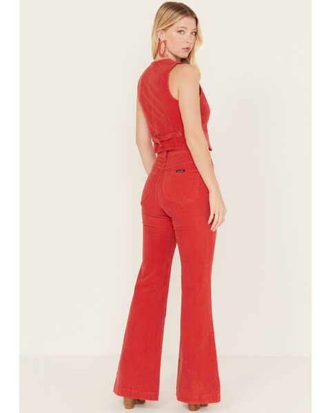 Image #3 - Rolla's Women's East Coast High Rise Corduroy Flare Pants, Red, hi-res