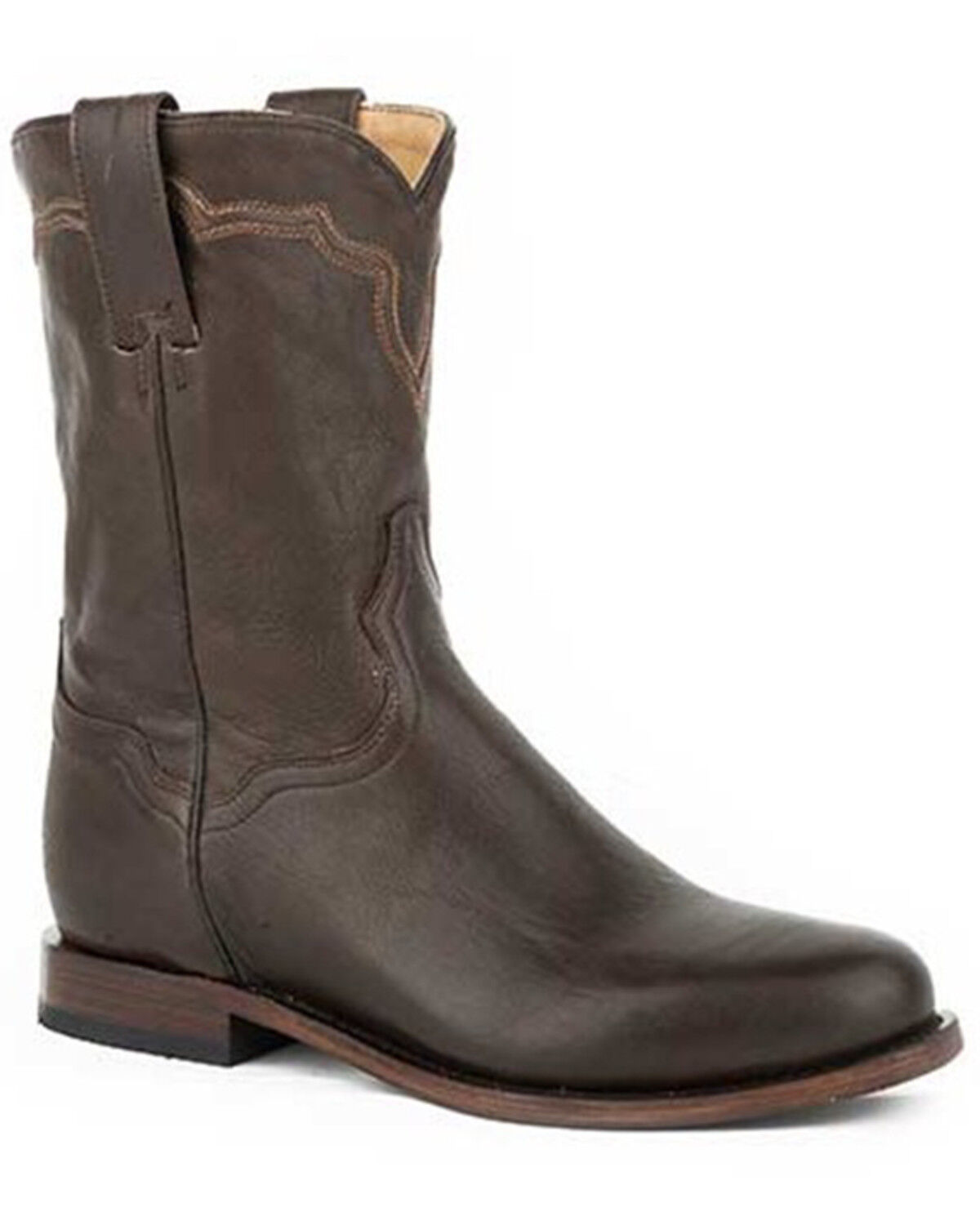 Image #1 - Stetson Men's Puncher Burnished Goat Western Roper Boots - Round Toe, Brown, hi-res