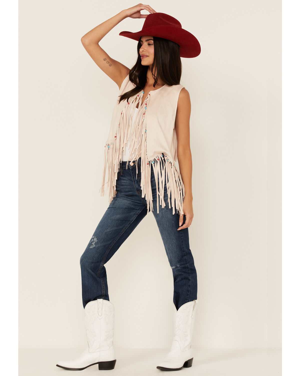Image #2 - Tasha Polizzi Women's Magnolia Beaded Fringe Vest, White, hi-res