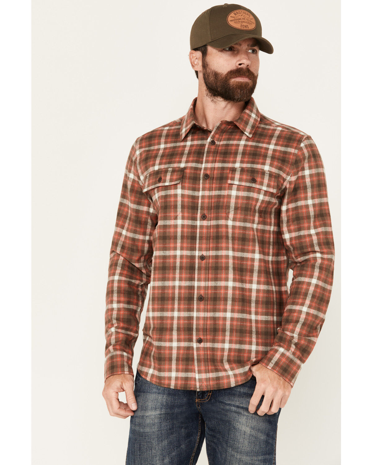 Image #1 - Brothers and Sons Men's Bosque Everyday Plaid Print Long Sleeve Button Down Flannel Shirt, Chocolate, hi-res