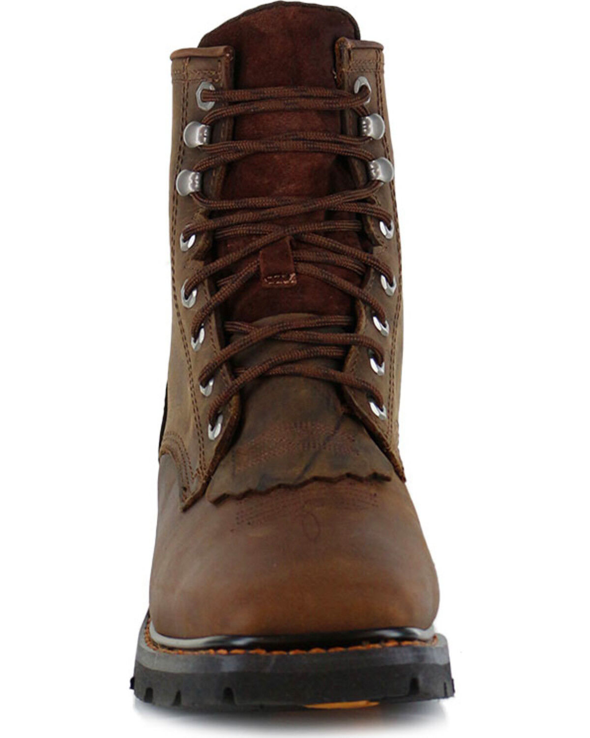 Image #4 - Cody James Men's 8" Mustang Waterproof Lace-Up Kiltie Work Boots - Square Toe, Brown, hi-res