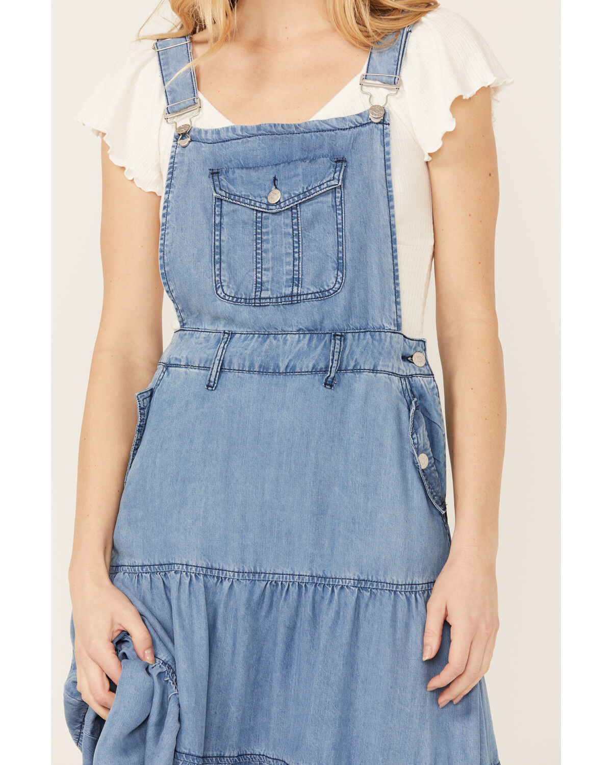 Image #3 - Vibrant Denim Women's Medium Wash Overall Denim Dress, Medium Wash, hi-res