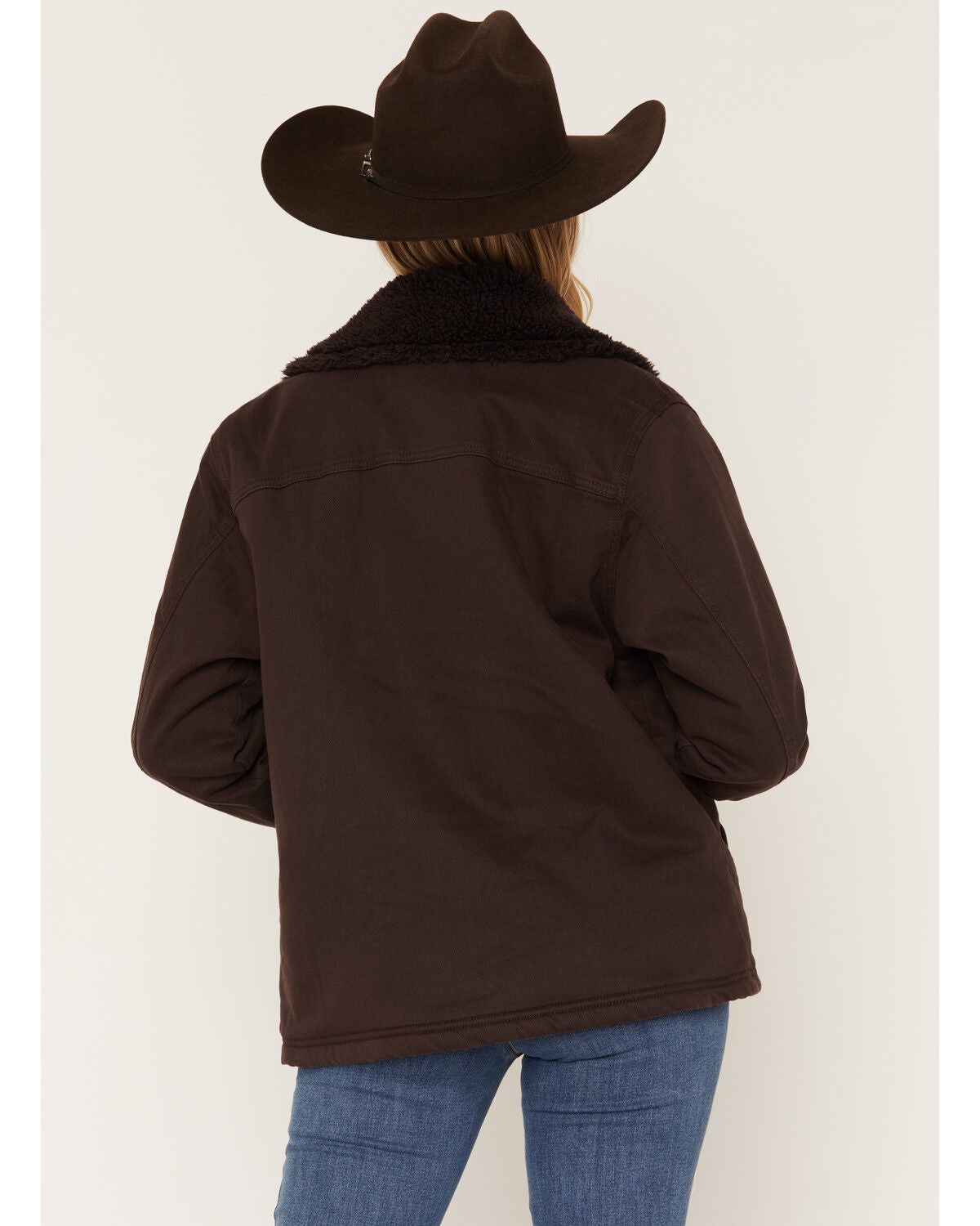 Image #4 - Wrangler Women's Sherpa Lined Button-Down Coat, Brown, hi-res