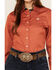 Image #3 - Cinch Women's Tonal Striped Long Sleeve Button-Down Western Shirt, Coral, hi-res