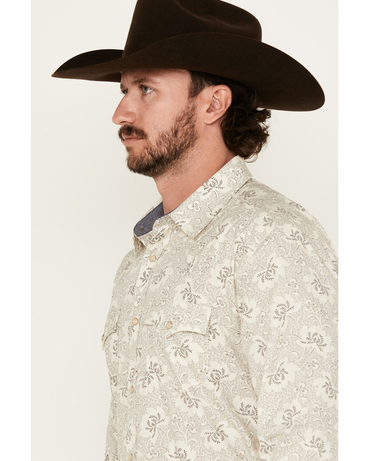 Image #2 - Cody James Men's Treven Floral Print Long Sleeve Snap Western Shirt, Cream, hi-res