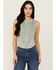 Image #1 - Rock & Roll Denim Women's Sleeveless Embroidered Tank Top, Jade, hi-res